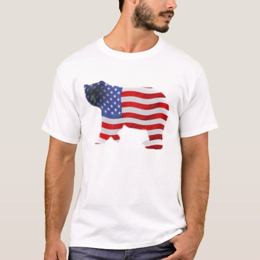 米国国旗とベア米国スタイル愛国シャツ Tシャツ (正面)