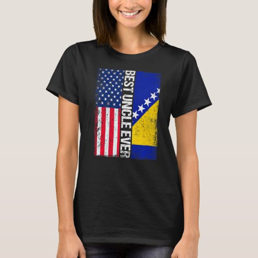 米国国旗とボスニア・ヘルツェゴビナ最高の国国旗 Tシャツ (正面)