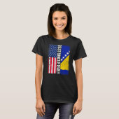 米国国旗とボスニア・ヘルツェゴビナ最高の国国旗 Tシャツ (正面フル)