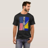 米国国旗とボスニア・ヘルツェゴビナ最高の国国旗E Tシャツ (正面フル)