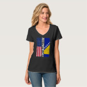 米国国旗とボスニア・ヘルツェゴビナ最高の国旗 Tシャツ (正面フル)