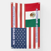 米国国旗とメキシコ国旗 – 多様性を支持 横断幕 (縦)