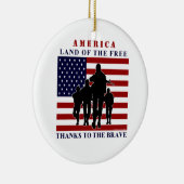 米国国旗と兵士のシルエットオーナメント セラミックオーナメント (右)