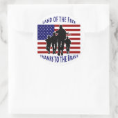 米国国旗と兵士のシルエットシール ラウンドシール (バッグ)