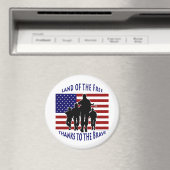 米国国旗と兵士シルエットマグネット マグネット (インサイチュ (食洗機))