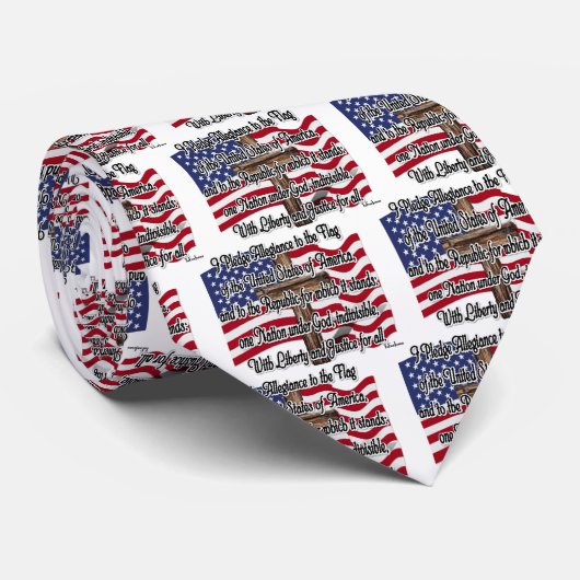 米国国旗と十字架による忠誠の誓い ネクタイ (ロール)