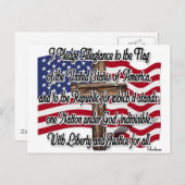 米国国旗と十字架による忠誠の誓い ポストカード (正面/裏面)