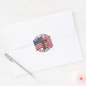 米国国旗と十字架を持つアメリカ人の神の祝福 スクエアシール (封筒)