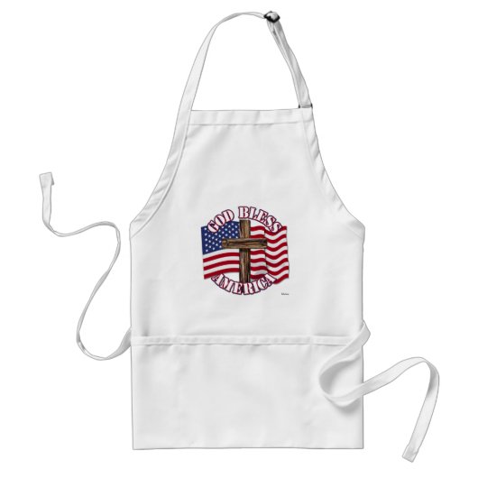 米国国旗と十字架を持つアメリカ人の神の祝福 スタンダードエプロン (正面)