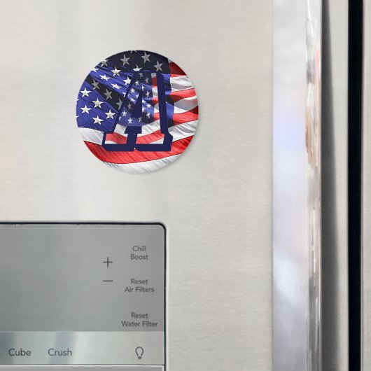 米国国旗と文字「A」の丸磁石 マグネット (インサイチュ (冷蔵庫))