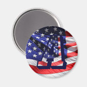 米国国旗と文字「A」の丸磁石 マグネット (正面/裏面)