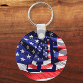 米国国旗と文字「A」キーチェーン キーホルダー (正面)