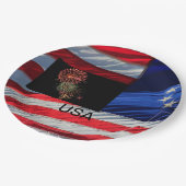 米国国旗と火工事業 ペーパープレート (アングル)