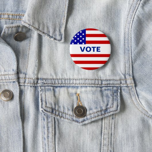 米国国旗と編集可能な投票文字 缶バッジ (インサイチュ)