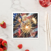 米国国旗と花火 スタンダードカクテルナプキン (インサイチュ)