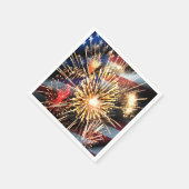 米国国旗と花火 スタンダードカクテルナプキン (角)