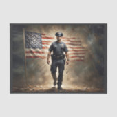 米国国旗と警察署保護官 薄葉紙 (正面)