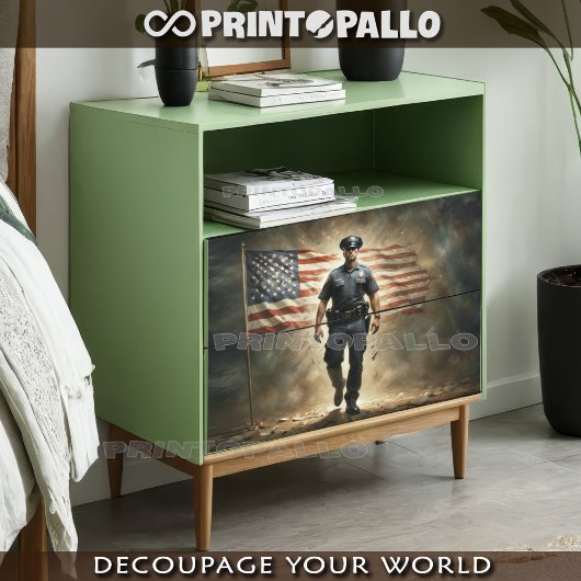 米国国旗と警察署保護官 薄葉紙