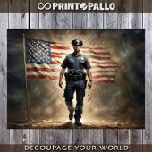 米国国旗と警察署保護官 薄葉紙