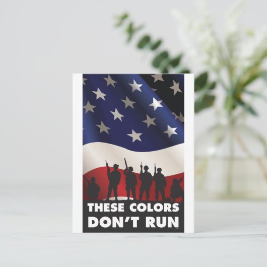 米国国旗と軍隊 – これらの色は表示され走ない ポストカード (スタンド正面)