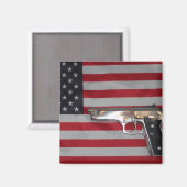 米国国旗と銃の磁石 マグネット (正面/裏面)