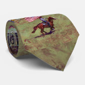 米国国旗と馬の女性のカーボーイアメリカンロデオアート ネクタイ (ロール)