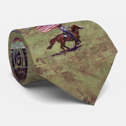 米国国旗と馬の女性のカーボーイアメリカンロデオアート ネクタイ (ロール)