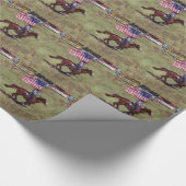 米国国旗と馬の女性のカーボーイアメリカンロデオアート ラッピングペーパー (角)