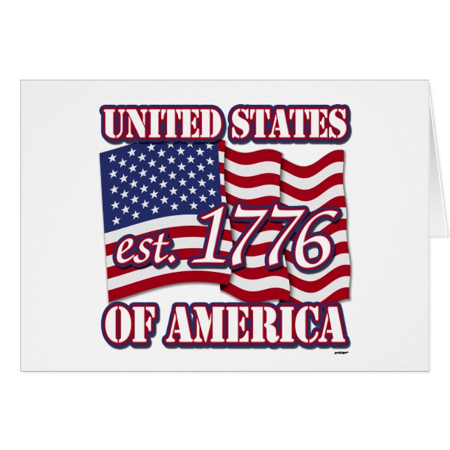 米国国旗と1776年のアメリカ合衆国est (正面横)
