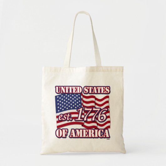 米国国旗と1776年のアメリカ合衆国est トートバッグ (正面)