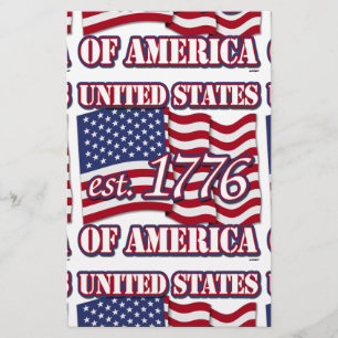 米国国旗と1776年のアメリカ合衆国est 便箋