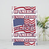 米国国旗と1776年のアメリカ合衆国est 便箋 (スタンド正面)