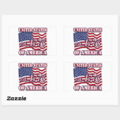 米国国旗と1776年のアメリカ合衆国est 長方形シール (シート)