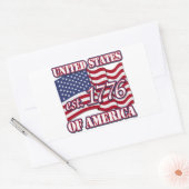 米国国旗と1776年のアメリカ合衆国est 長方形シール (封筒)