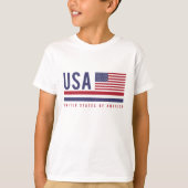 米国国旗とISOコードAlpha-3デザインTシャツ Tシャツ (正面)