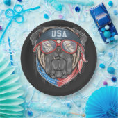 米国国旗とPug紙プレート ペーパープレート (パーティー)