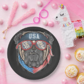 米国国旗とPug紙プレート ペーパープレート (パーティー)