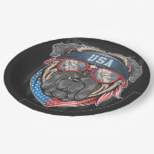 米国国旗とPug紙プレート ペーパープレート (アングル)