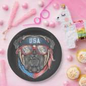 米国国旗とPug紙プレート ペーパープレート (パーティー)