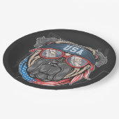 米国国旗とPug紙プレート ペーパープレート (アングル)