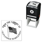 米国国旗なびく図書室ラウンドブック名 セルフインキングスタンプ (インサイチュ)