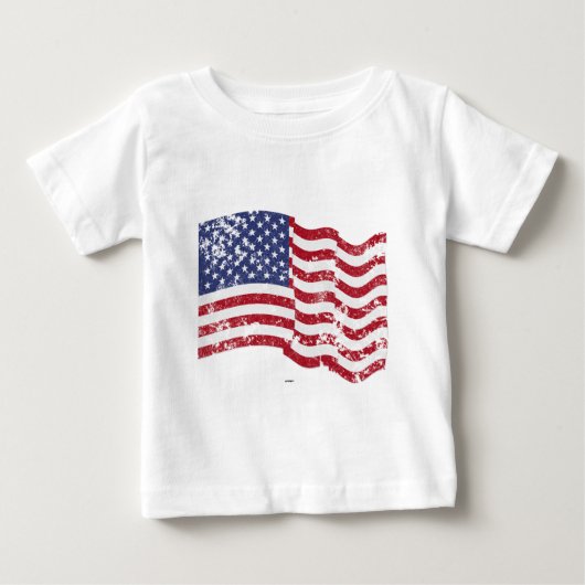 米国国旗なびく – 動揺して ベビーTシャツ (正面)