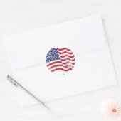 米国国旗なびく – 動揺して ラウンドシール (封筒)