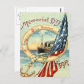 米国国旗のいかり花ライフプレサーバー ポストカード (正面/裏面)
