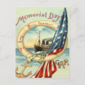 米国国旗のいかり花ライフプレサーバー ポストカード (正面)