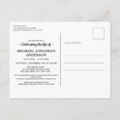 米国国旗のお祝いの生涯の写真葬儀 インビテーションポストカード (裏面)