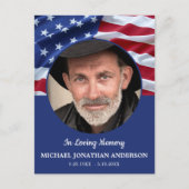 米国国旗のお祝いの生涯の写真葬儀 インビテーションポストカード (正面)