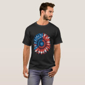 米国国旗のひまわり花7月独立第4日M Tシャツ (正面フル)