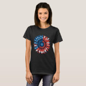 米国国旗のひまわり花7月独立第4日M Tシャツ (正面フル)