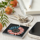 米国国旗のひまわり キーホルダー (正面右)